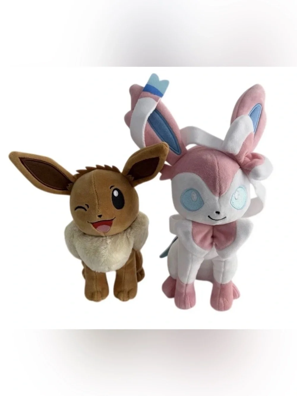 Plush Toy - Sylveon Pink & Eevee Brown Plush Set